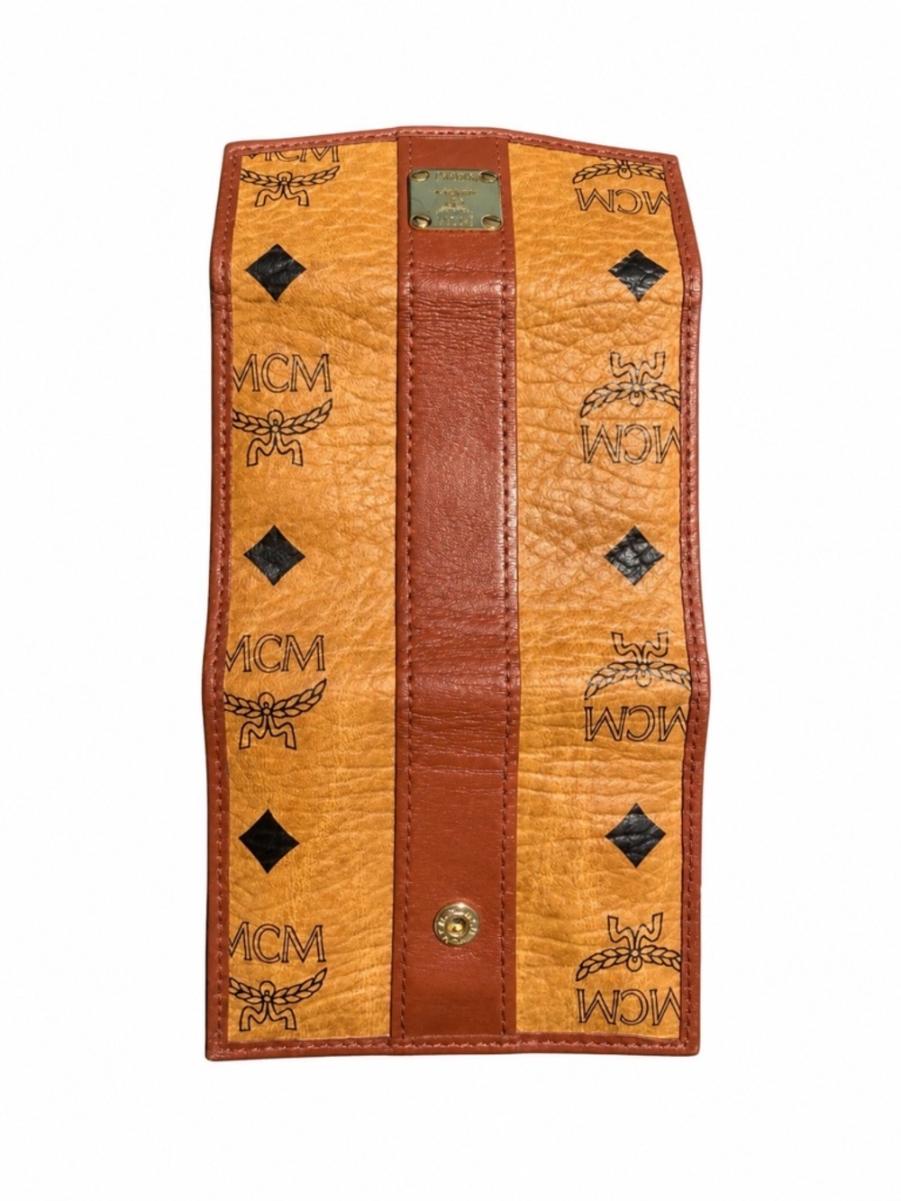 Authentic MCM Visetos Wallet Cognac Brown Monogram Leather Card Holder - Picture 4 of 7